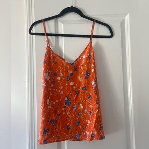 EQUIPMENT Orange and Blue Silk Floral Camisole